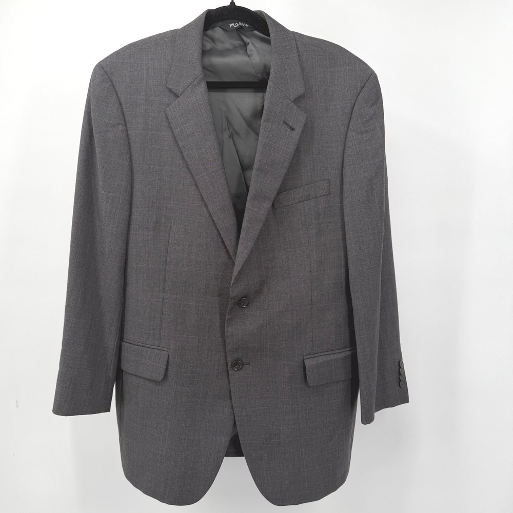Jos. A. Bank 43R 100% Wool Sport Blazer Grey Glen‎ Plaid Signature Collection